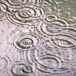 Raindrops falling in water
