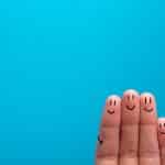 four smiling fingers that are very happy to be friends, family concept